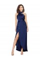 Sapphire High Neck Sleeveless Long Prom Dresses Canada Supplier