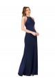 Sapphire High Neck Sleeveless Criss Cross Back Long Prom Dress Canada Supplier
