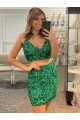 Shamrock Green V-Neck Sleeveless Short Homecoming Dress / Prom Dress Canada Supplier