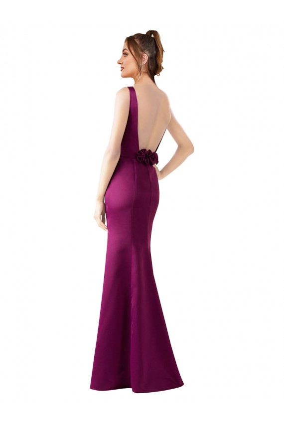 Merlot Bateau Neck Sleeveless Open Back Long Sexy Prom Dress Canada Supplier