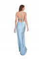 Light Sky Blue Cowl Neck Sleeveless Criss Cross Open Back Long Prom Dress Canada Supplier