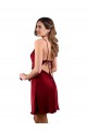 Burgundy Cowl Neck Sleeveless Criss Cross Open Back Midi Length Sexy Prom Dress Canada Supplier