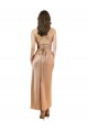 Rose Gold Cowl Neck Sleeveless Low Back Midi Length Prom Dress Canada Supplier