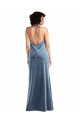 Dusty Blue Cowl Neck Sleeveless Long Sheath Prom Dress Canada Supplier