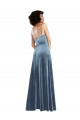 Dusty Blue Cowl Neck Sleeveless Criss Cross Open Back Long Prom Dress Canada Supplier