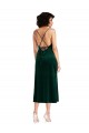 Dark Green Cowl Neck Sleeveless Midi Length Sheath Prom Dress Canada Supplier