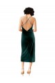 Dark Green Cowl Neck Sleeveless Criss Cross Open Back Midi Length Prom Dress Canada Supplier