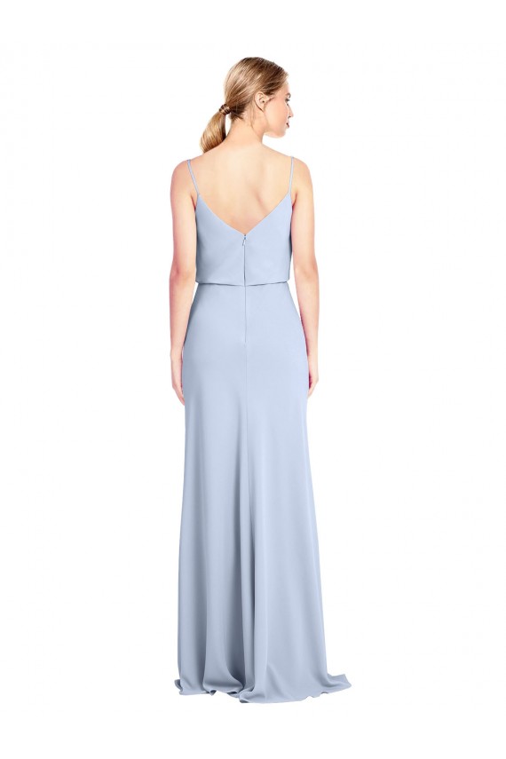 Light Sky Blue High Neck Sleeveless V-Back Long Prom Dress Canada Supplier