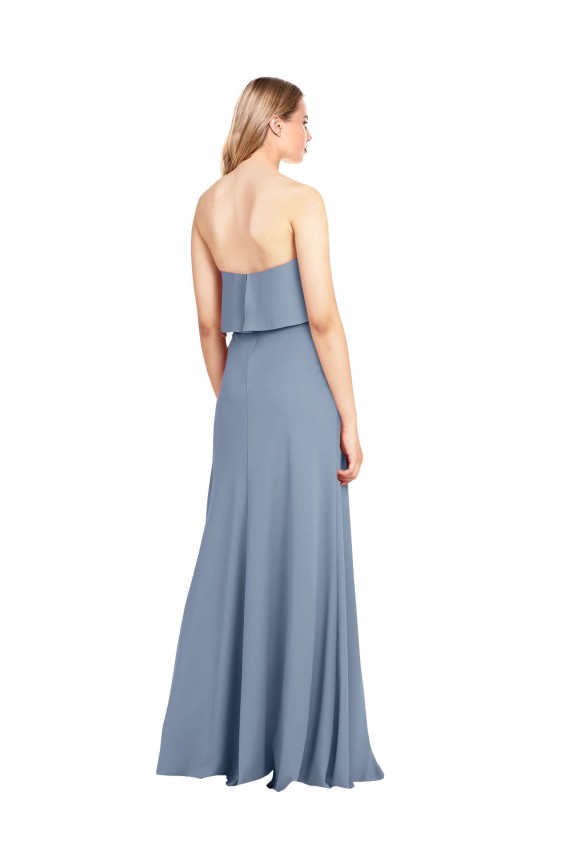 Smoke Blue High Neck Sleeveless Long Evening Prom Gowns Canada Supplier