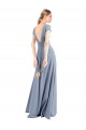 Smoke Blue High Neck Cap Sleeves Long Prom Dress Canada Supplier
