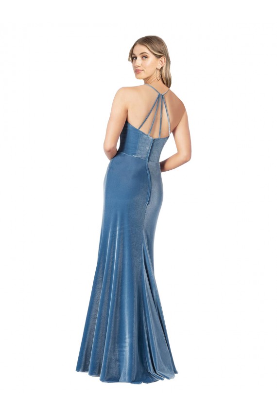 Black Jewel Neck Sleeveless Criss Cross Back Long Prom Dress Canada Supplier