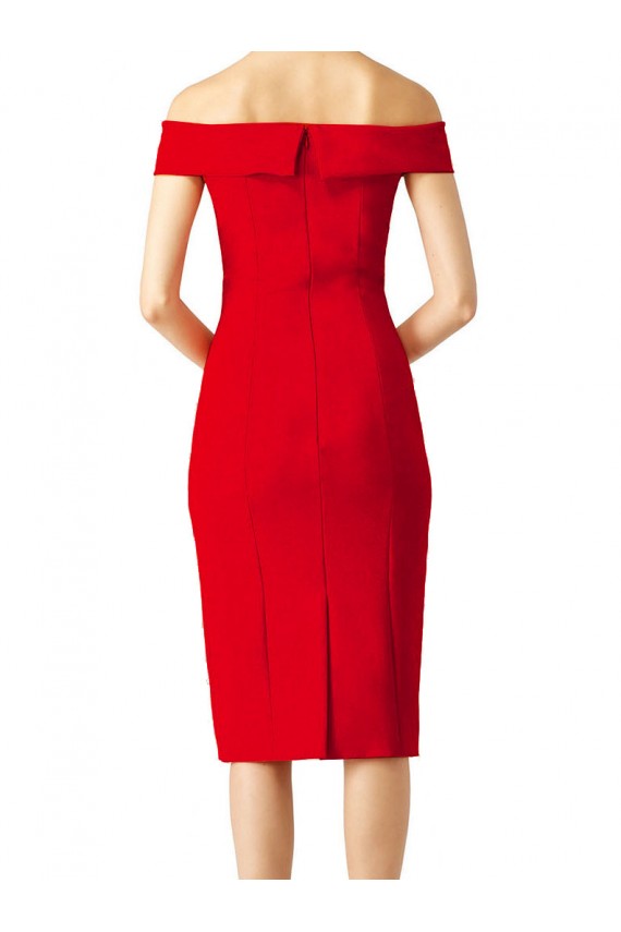 Red Off the Shoulder Sleeveless Cocktail Length Evening Prom Gowns Canada Supplier