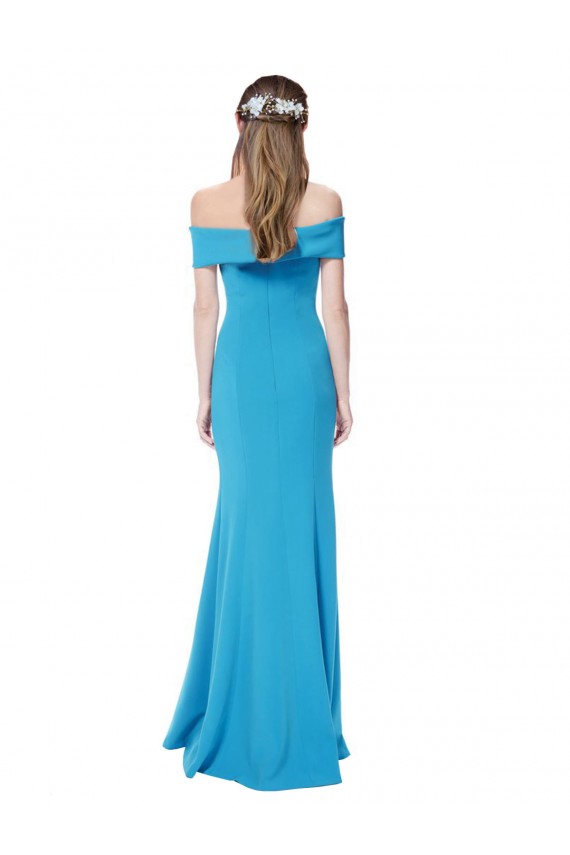 Peacock Blue Off the Shoulder Sleeveless Long Prom Dress Canada Supplier