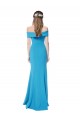 Peacock Blue Off the Shoulder Sleeveless Long Prom Dress Canada Supplier