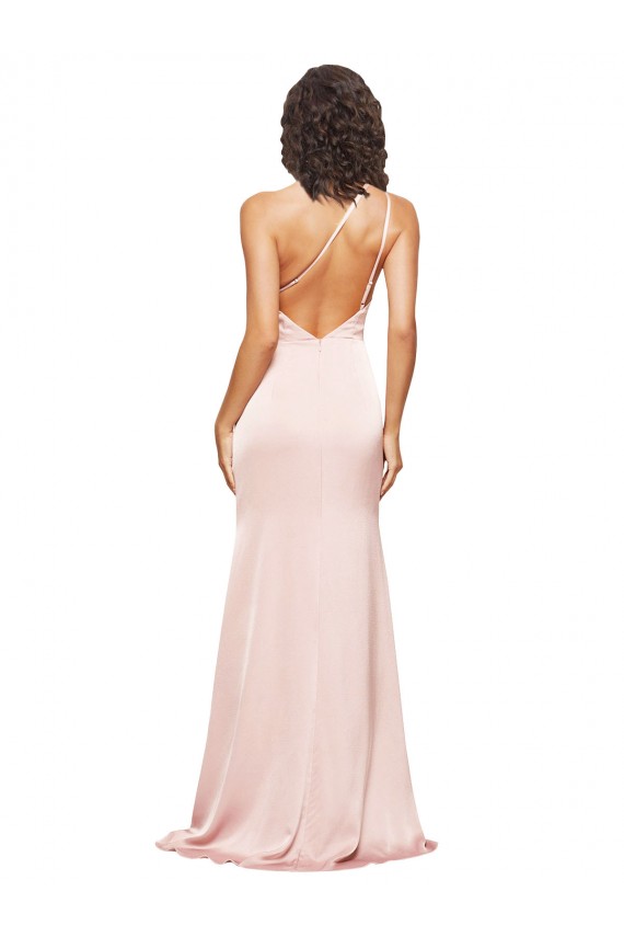 Pink One Shoulder Sleeveless Long Sheath Prom Dress Canada Supplier