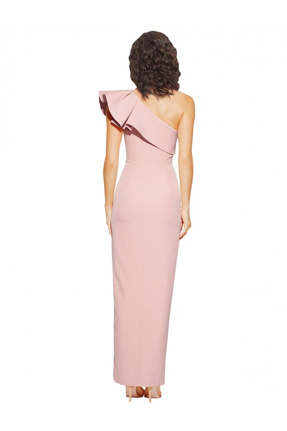 Mauve One Shoulder Sleeveless Stretch Crepe Long Prom Dress Canada Supplier