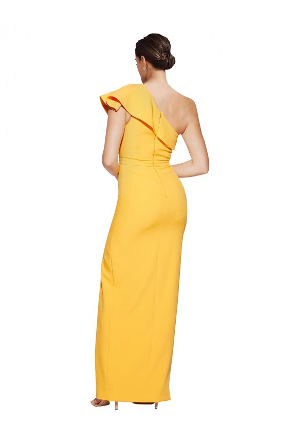 Saffron One Shoulder Sleeveless Long Prom Dress Canada Supplier