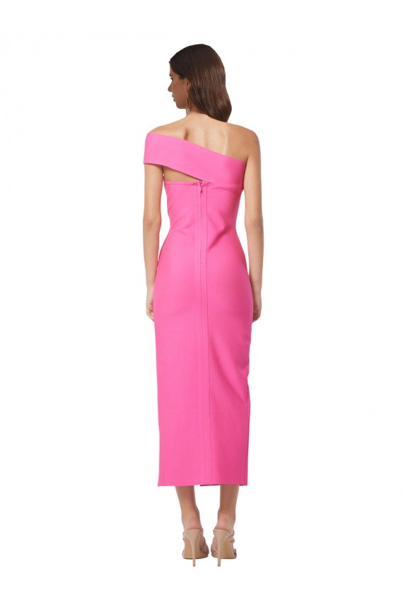 Fuchsia One Shoulder Sleeveless Midi Length Prom Dress Canada Supplier