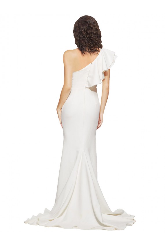 Ivory One Shoulder Sleeveless Sweep Train Prom Dress Canada Supplier