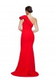 Red One Shoulder Sleeveless Sweep Train Prom Dress Canada Supplier