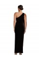 Black One Shoulder Sleeveless Stretch Velvet Long Prom Dress Canada Supplier