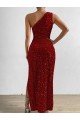 Red One Shoulder Sleeveless Long Prom Dress Canada Supplier