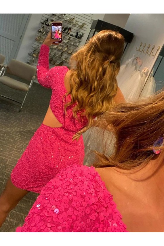 One Shoulder Long Sleeves Short Short Homecoming Dress / Prom Dress Canada Supplier