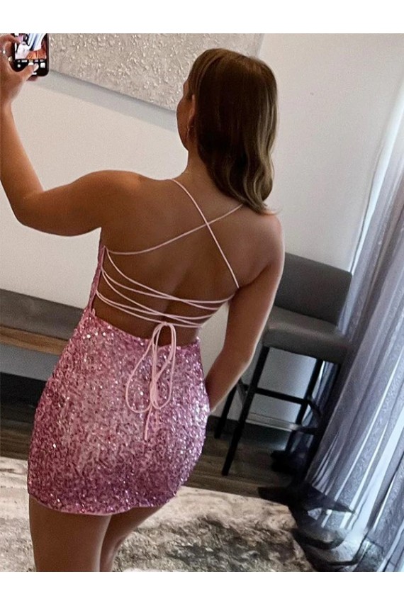 Hot Pink Spaghetti Straps Sleeveless Short Homecoming Dress / Prom Dress Canada Supplier