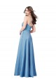 Sky Blue Square Neck Sleeveless Criss Cross Back Long Prom Dress Canada Supplier
