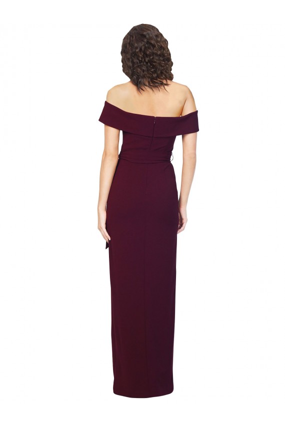 Burgundy Gold Square Neck Sleeveless Low Back Long Prom Dress Canada Supplier