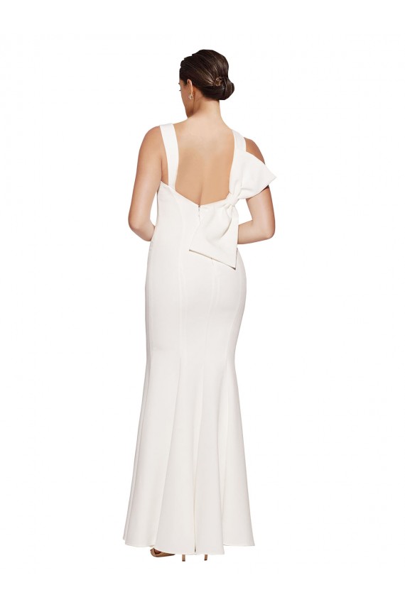 Ivory Square Neck Sleeveless Low Back Long Prom Dress Canada Supplier