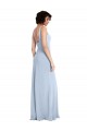 Light Sky Blue Square Neck Sleeveless Stretch Crepe Long Prom Dress Canada Supplier