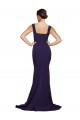 Dark Navy Square Neck Sleeveless Sweep Train Prom Dress Canada Supplier