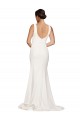Ivory Square Neck Sleeveless Low Back Sweep Train Prom Dress Canada Supplier