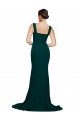 Midnight Green Square Neck Sleeveless Sweep Train Prom Dress Canada Supplier
