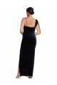 Dark Navy Square Neck Sleeveless Low Back Long Prom Dress Canada Supplier