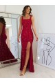 Burgundy Square Neck Sleeveless Long Sheath Prom Dress Canada Supplier