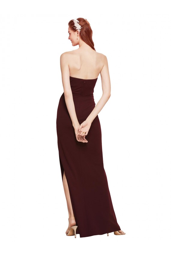 Burgundy Gold Strapless Sleeveless Long Prom Dresses Canada Supplier