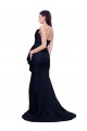 Dark Navy Strapless Sleeveless Low Back Stretch Crepe Sweep Train Formal Bridesmaid Gowns Canada Supplier