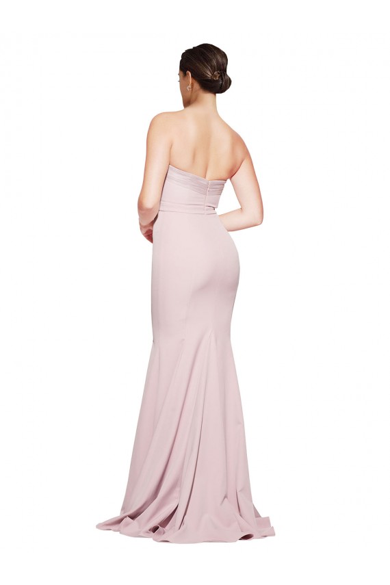 Mauve Strapless Sleeveless Low Back Sweep Train Prom Dress Canada Supplier