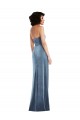 Dusty Blue Strapless Sleeveless Low Back Long Evening Prom Gowns Canada Supplier