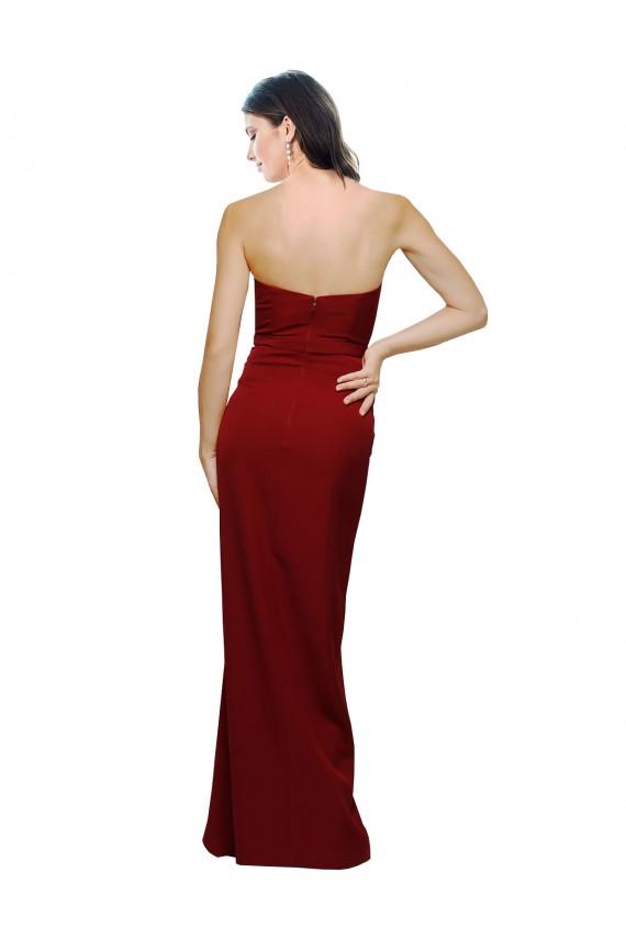 Burgundy Sweetheart Sleeveless Low Back Long Evening Prom Gowns Canada Supplier