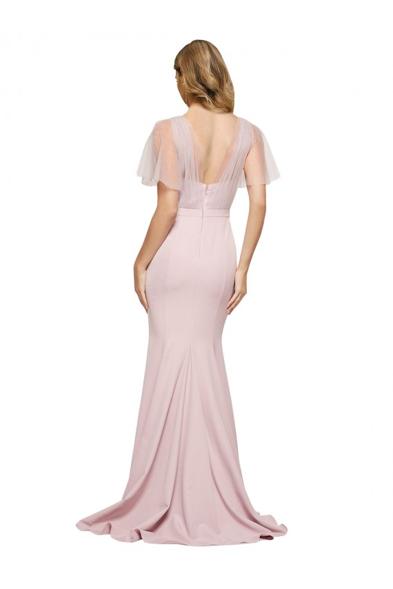 Mauve Sweetheart Short Sleeves Low Back Long Prom Dress Canada Supplier