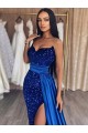 Royal Blue Sweetheart Sleeveless Long Sweep Train Prom Dress Canada Supplier