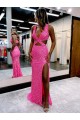 V-Neck Sleeveless Long Sweep Train Prom Party Dress Canada Supplier