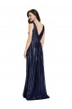 Dark Navy V-Neck Sleeveless V-Back Sequin Long Prom Dress Canada Supplier