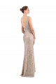 Silver V-Neck Sleeveless Low Back Long Prom Dress Canada Supplier