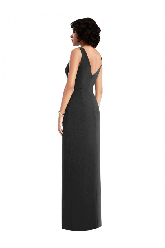 Black V-Neck Sleeveless V-Back Long Prom Dress Canada Supplier