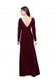 Burgundy Gold V-Neck Long Sleeves V-Back Long Prom Dress Canada Supplier