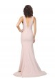 Pink V-Neck Sleeveless V-Back Sweep Train Sexy Prom Dress Canada Supplier
